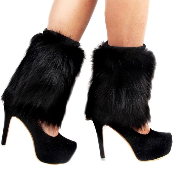 Faux Fur Boots Shoes Cuffs Leg Warmers Fuzzy Boot Covers - Picture 7 of 7